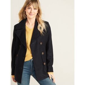 NWT Old Navy Wool Blend Peacoat Navy Blue Double Breasted Jacket XL TG